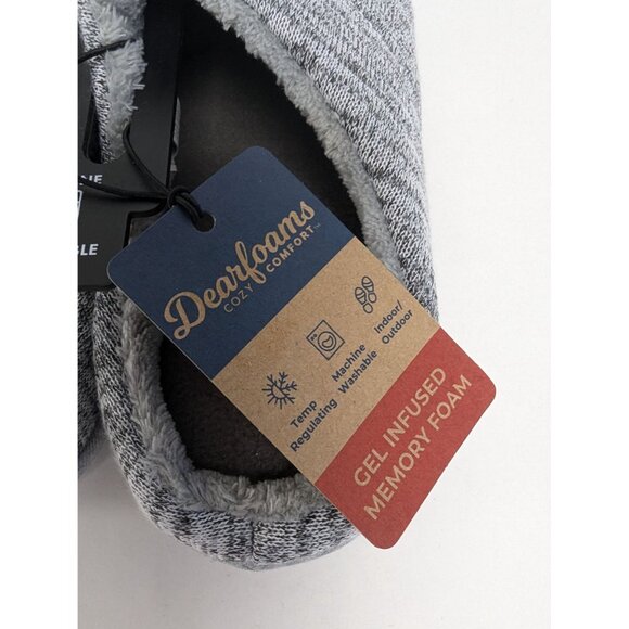 Dearfoam Womens Cozy Comfort Bound Scuff Gray Slippers Sz 5/6 S Memory Foam - Picture 3 of 5